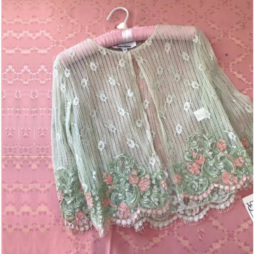 Vintage Rare VICTOR COSTA for Neiman Marcus Lace Shawl Shrug Cardigan